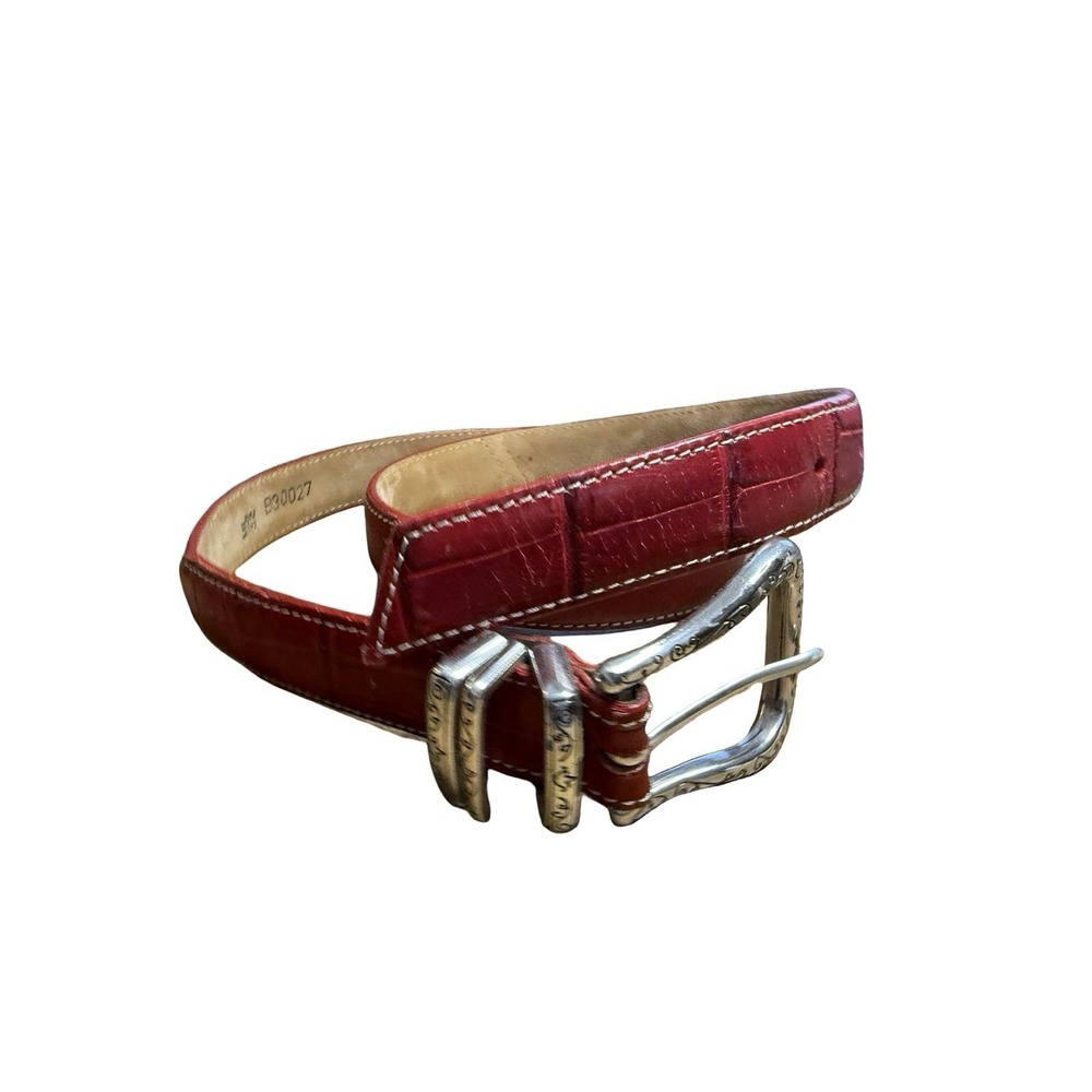 Brighton Leather Belt Red Brown Sz 32 M/L  B30027